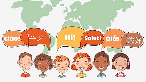 Menschen aus Ländern der Welt sagen Hallo