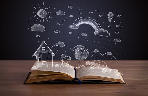 Buch mit Fantasieumgebung